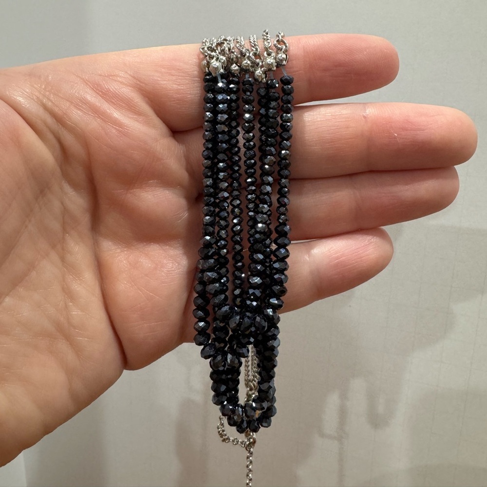 Kenneth Cole silver and navy Beaded multi strand Necklace - Picture 6 of 6